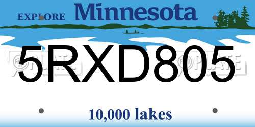 5RXD805 Minnesota License Plate