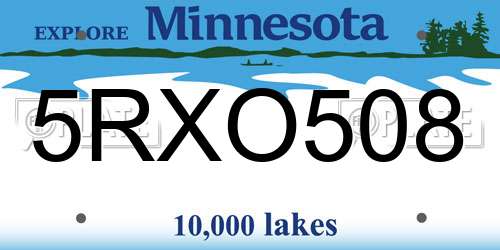 5RXO508 Minnesota License Plate