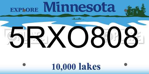 5RXO808 Minnesota License Plate
