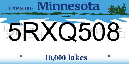 5RXQ508 Minnesota License Plate