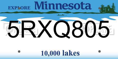 5RXQ805 Minnesota License Plate