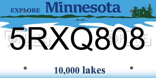 5RXQ808 Minnesota License Plate