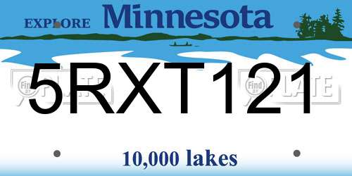 5RXT121 Minnesota License Plate