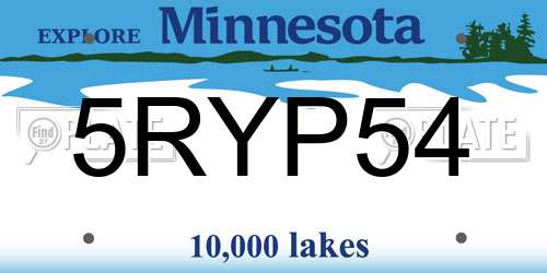 5RYP54 Minnesota License Plate