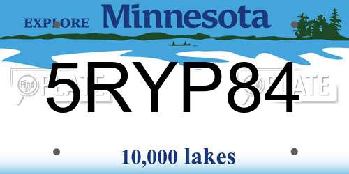 5RYP84 Minnesota License Plate