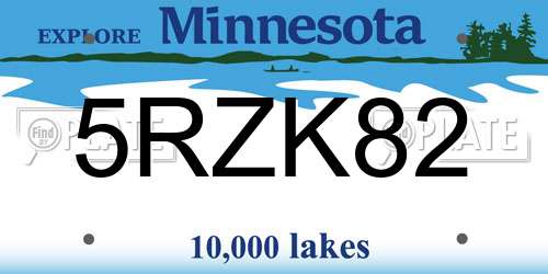 5RZK82 Minnesota License Plate