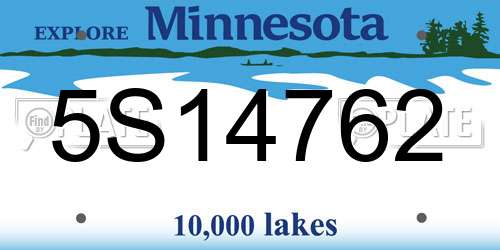 5S14762 Minnesota License Plate