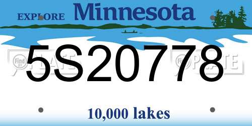 5S20778 Minnesota License Plate