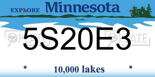 5S20E3 Minnesota License Plate
