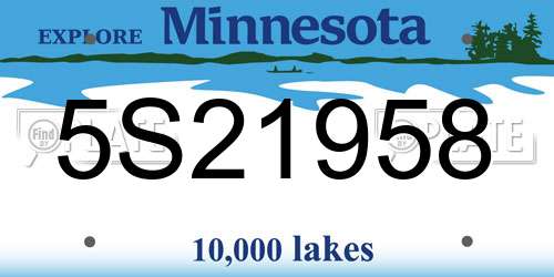 5S21958 Minnesota License Plate