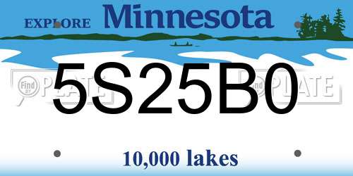 5S25B0 Minnesota License Plate