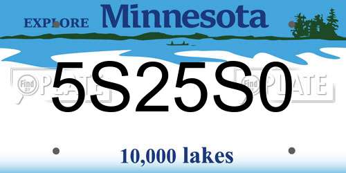 5S25S0 Minnesota License Plate