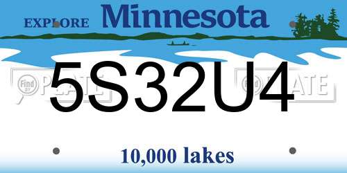 5S32U4 Minnesota License Plate