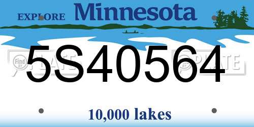 5S40564 Minnesota License Plate