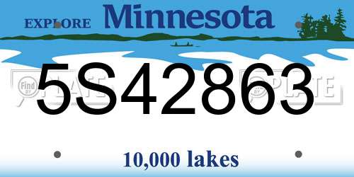 5S42863 Minnesota License Plate