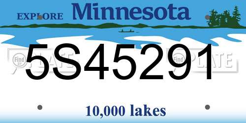 5S45291 Minnesota License Plate