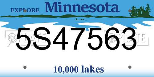 5S47563 Minnesota License Plate
