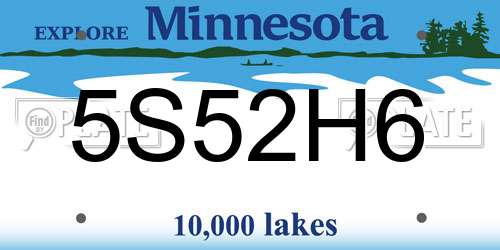5S52H6 Minnesota License Plate