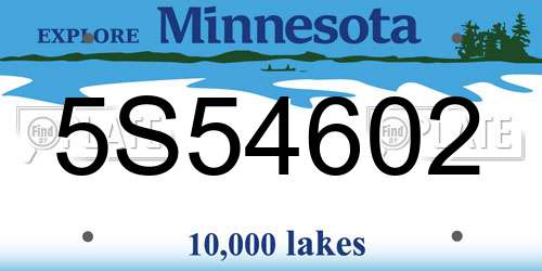 5S54602 Minnesota License Plate