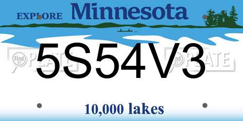 5S54V3 Minnesota License Plate