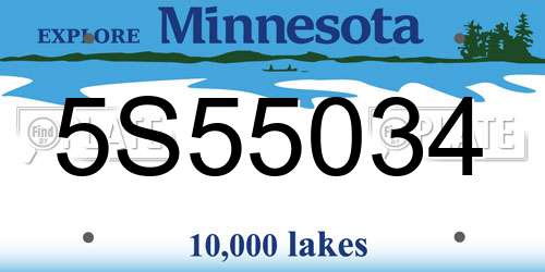 5S55034 Minnesota License Plate