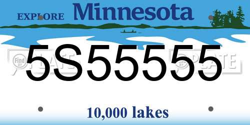 5S55555 Minnesota License Plate