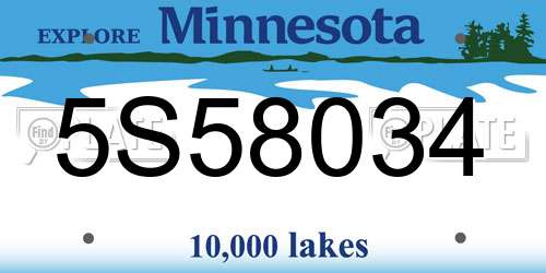 5S58034 Minnesota License Plate