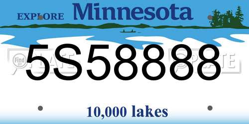 5S58888 Minnesota License Plate