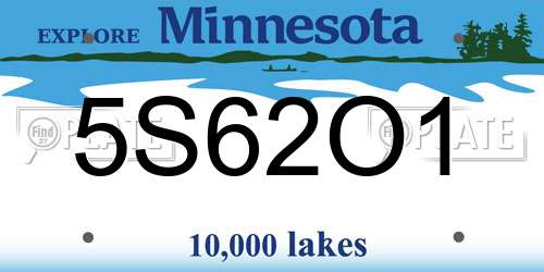 5S62O1 Minnesota License Plate