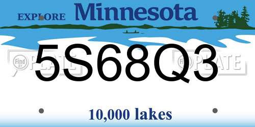 5S68Q3 Minnesota License Plate