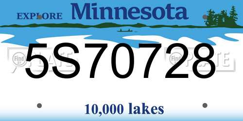 5S70728 Minnesota License Plate