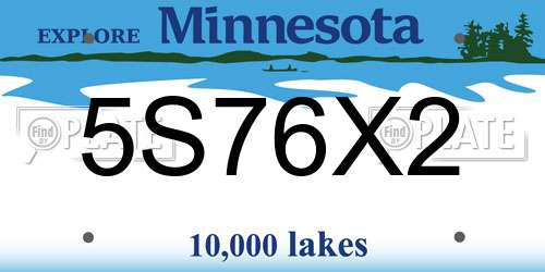 5S76X2 Minnesota License Plate