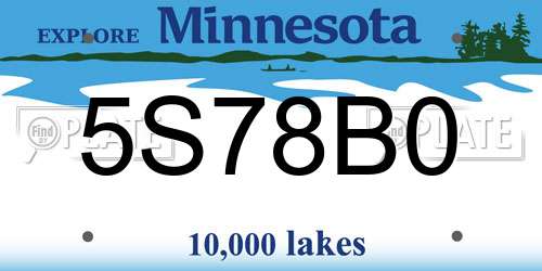 5S78B0 Minnesota License Plate