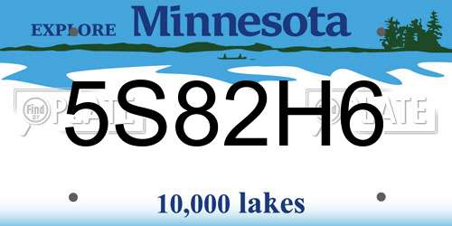 5S82H6 Minnesota License Plate