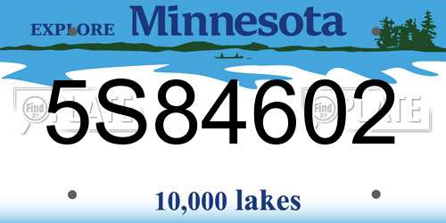 5S84602 Minnesota License Plate