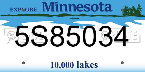 5S85034 Minnesota License Plate