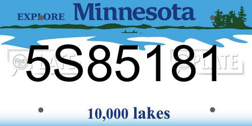 5S85181 Minnesota License Plate