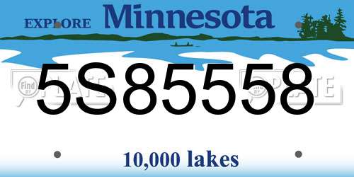 5S85558 Minnesota License Plate