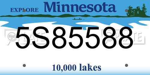 5S85588 Minnesota License Plate