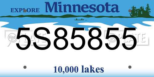 5S85855 Minnesota License Plate