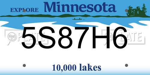5S87H6 Minnesota License Plate