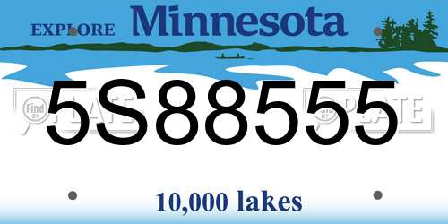 5S88555 Minnesota License Plate