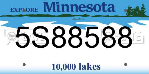 5S88588 Minnesota License Plate