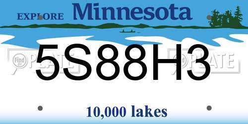 5S88H3 Minnesota License Plate