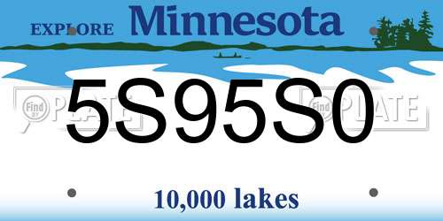 5S95S0 Minnesota License Plate