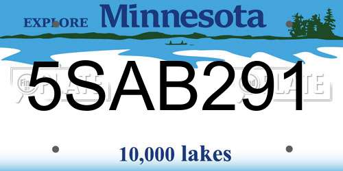 5SAB291 Minnesota License Plate