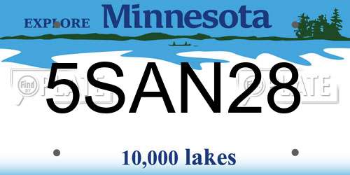 5SAN28 Minnesota License Plate