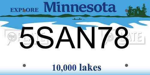 5SAN78 Minnesota License Plate
