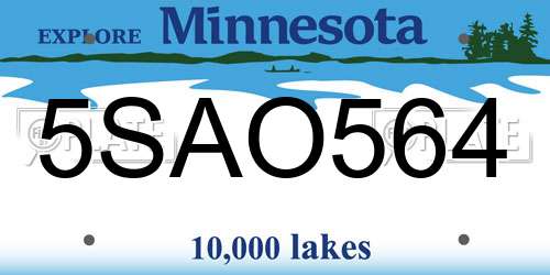 5SAO564 Minnesota License Plate