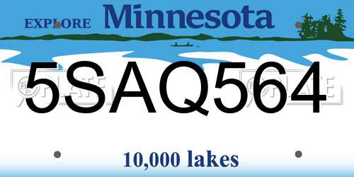 5SAQ564 Minnesota License Plate